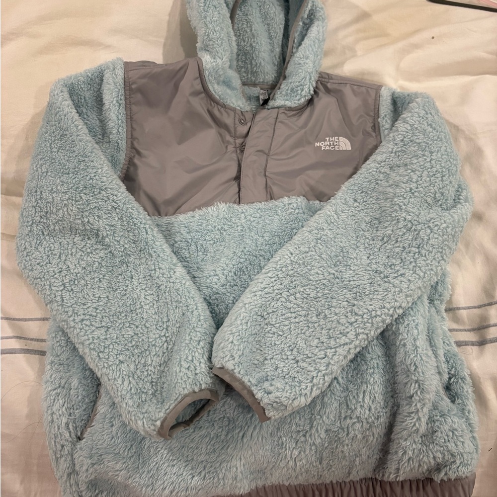 The North Face Light Blue and Gray Fleece Pullover
